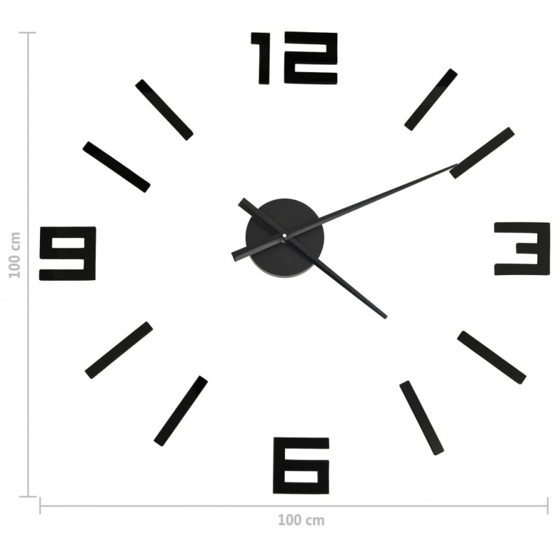 Zegar ścienny 3D, nowoczesny design, czarny, 100 cm, XXL