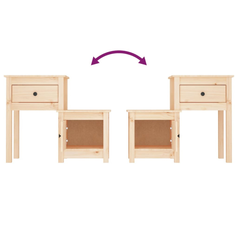 Szafki nocne, 2 szt., 79,5x38x65,5 cm, lite drewno sosnowe