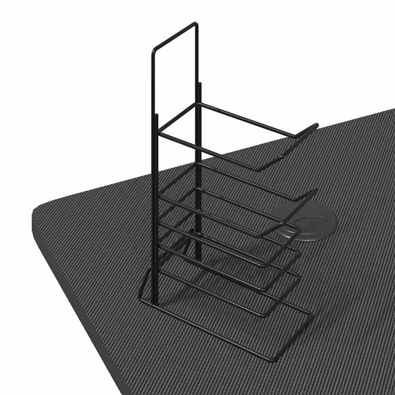 Biurko gamingowe z LED, nogi w kształcie Z, czarne, 90x60x75 cm