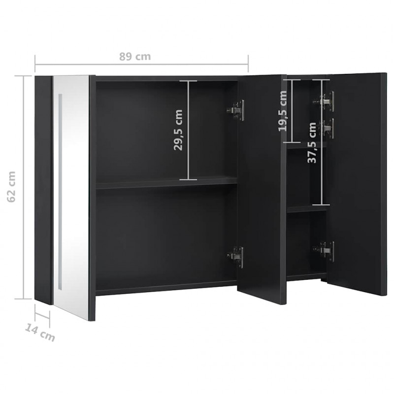 Szafka łazienkowa z lustrem i LED, 89x14x62 cm