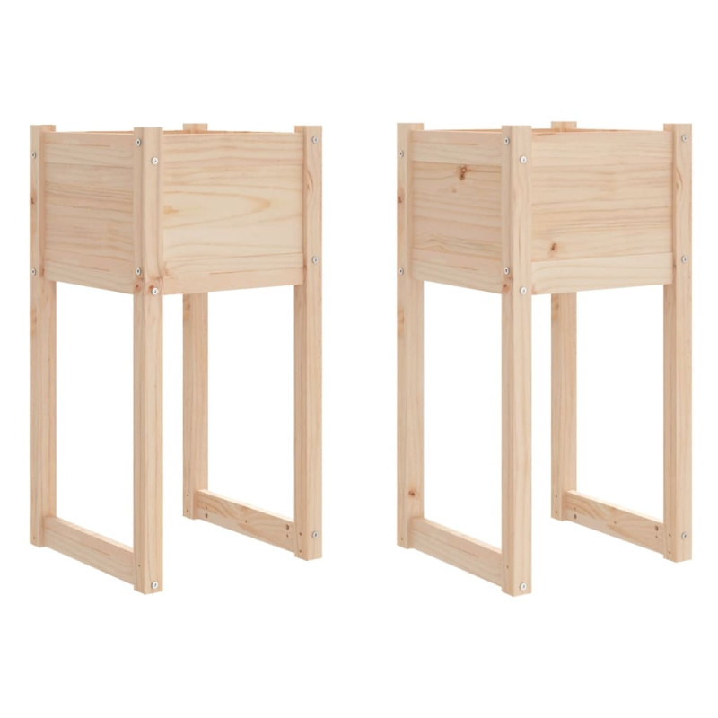Donice, 2 szt., 40x40x81 cm, lite drewno sosnowe