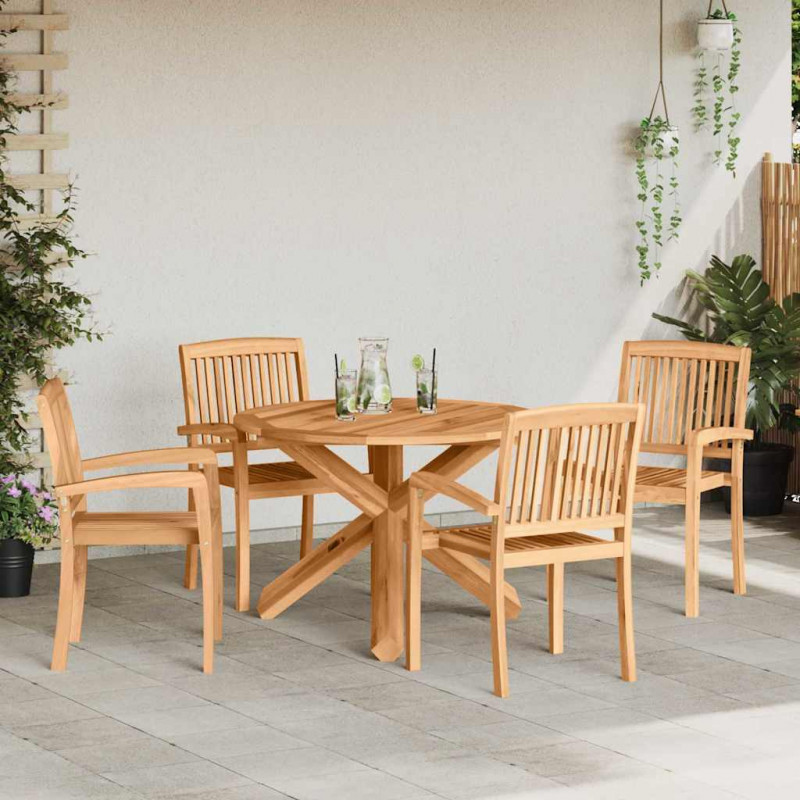 Zestaw do jadalni w ogrodzie 3 pcs Brązowy Drewno Akacjowe