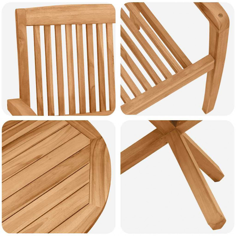 Zestaw do jadalni w ogrodzie 3 pcs Brązowy Drewno Akacjowe