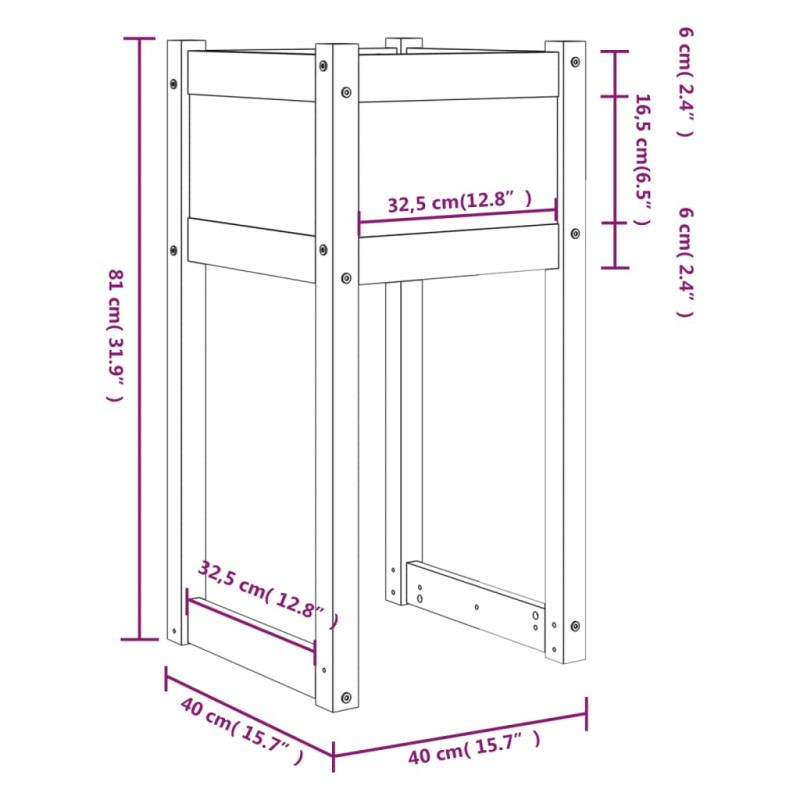 Donice, 2 szt., 40x40x81 cm, lite drewno sosnowe