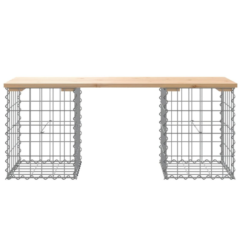 Ławka ogrodowa, gabion, 103x31x42 cm, lite drewno sosnowe