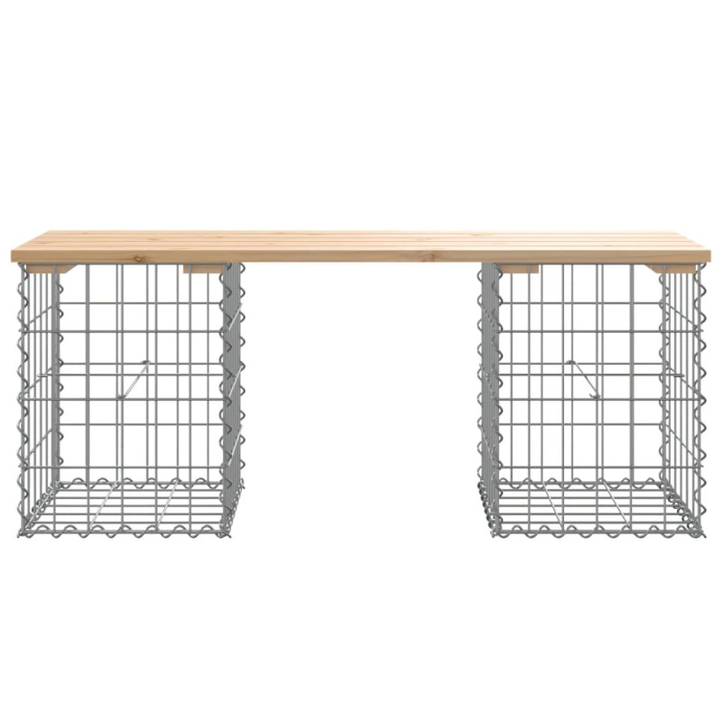 Ławka ogrodowa, gabion, 103x31x42 cm, lite drewno sosnowe