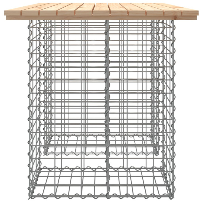 Ławka ogrodowa z gabionem, 100x70x72 cm, lite drewno sosnowe