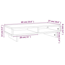 Podstawka na monitor, 60x27x14 cm, lite drewno sosnowe