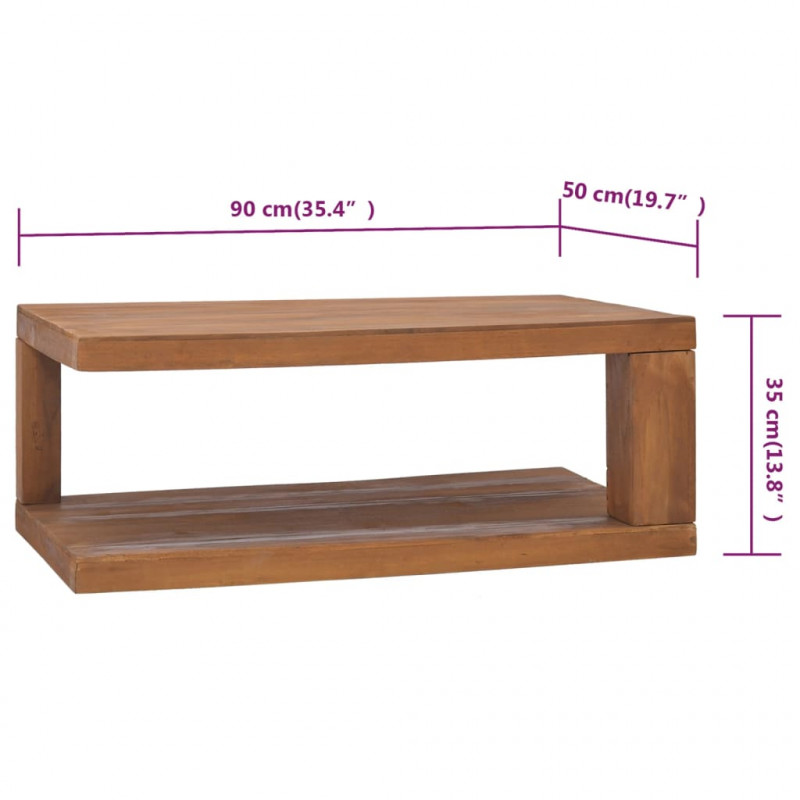 Stolik kawowy, 90 x 50 x 35 cm, lite drewno tekowe