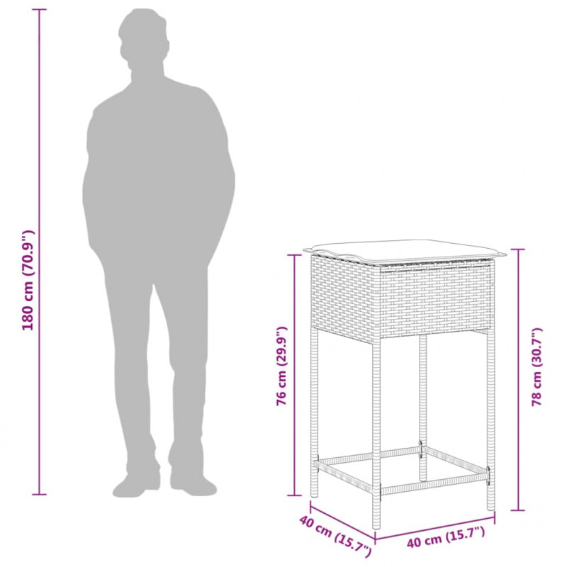 5-cz. zestaw mebli barowych do ogrodu, z poduszkami, brązowy