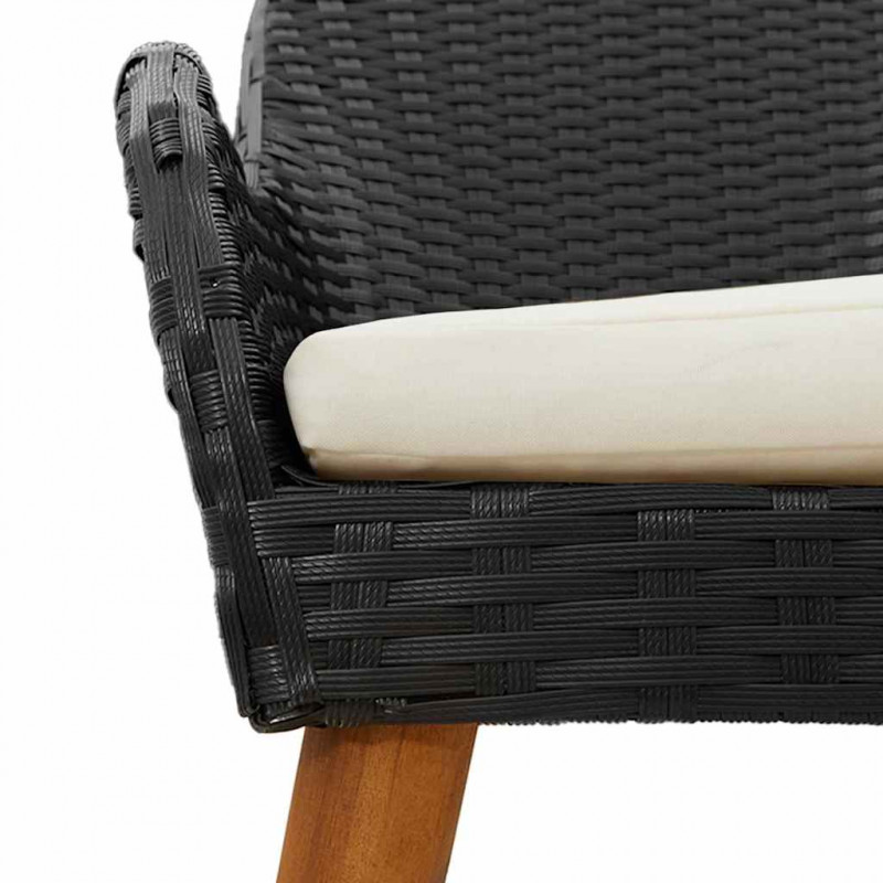 Zestaw do jadalni w ogrodzie z poduszką 9 pcs Czarny polirattan