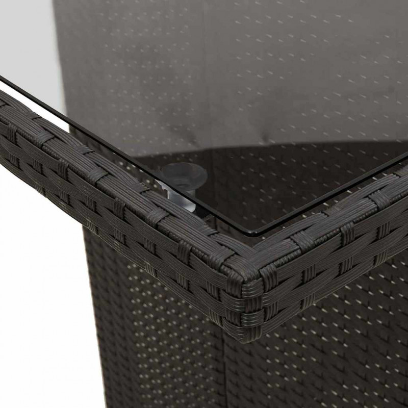 Zestaw do jadalni w ogrodzie z poduszką 9 pcs Czarny polirattan