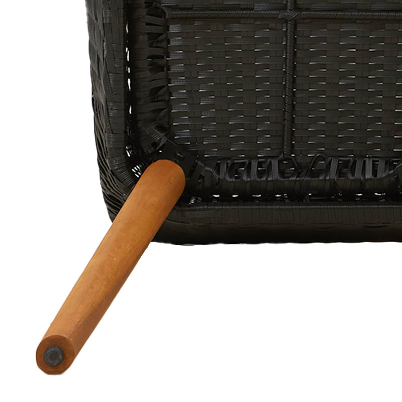 Zestaw do jadalni w ogrodzie z poduszką 9 pcs Czarny polirattan