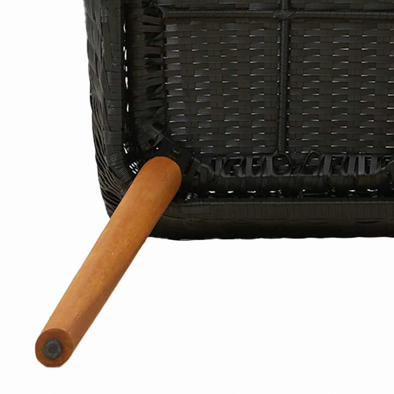 Zestaw do jadalni w ogrodzie z poduszką 9 pcs Czarny polirattan
