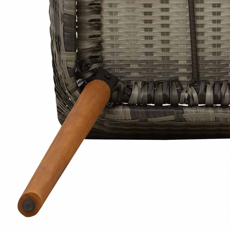 Zestaw do jadalni w ogrodzie z poduszką 9 pcs Szary polirattan