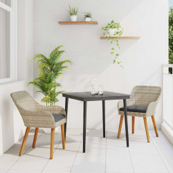 Zestaw do jadalni w ogrodzie 3 pcs Jasnoszary polirattan