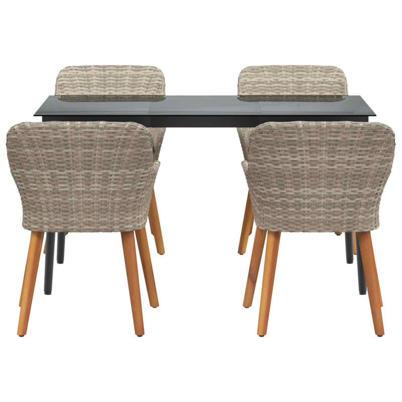 Zestaw do jadalni w ogrodzie 5 pcs Jasnoszary polirattan