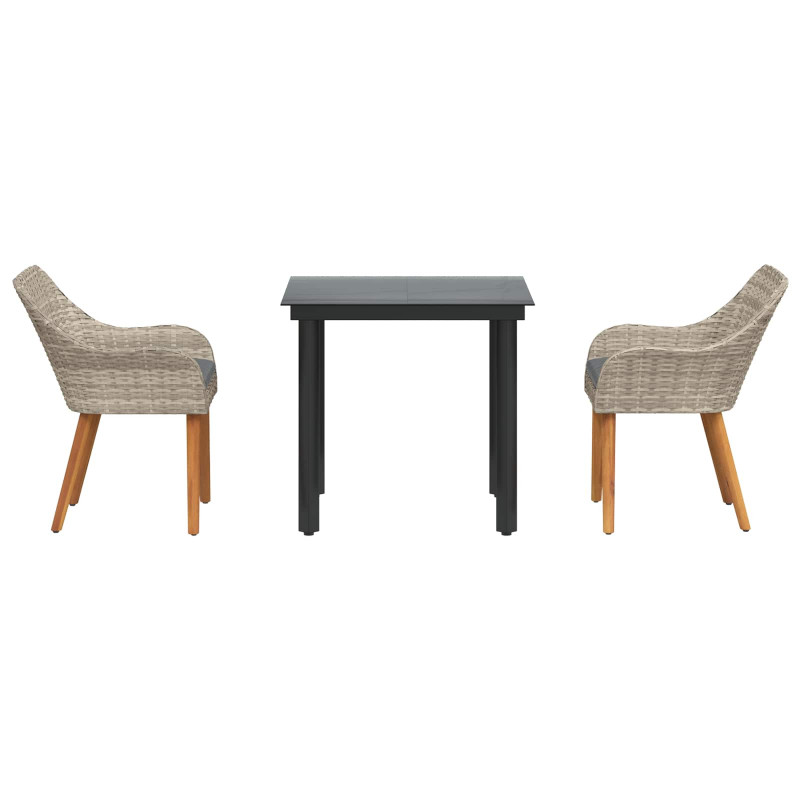 Zestaw do jadalni w ogrodzie 3 pcs Jasnoszary polirattan
