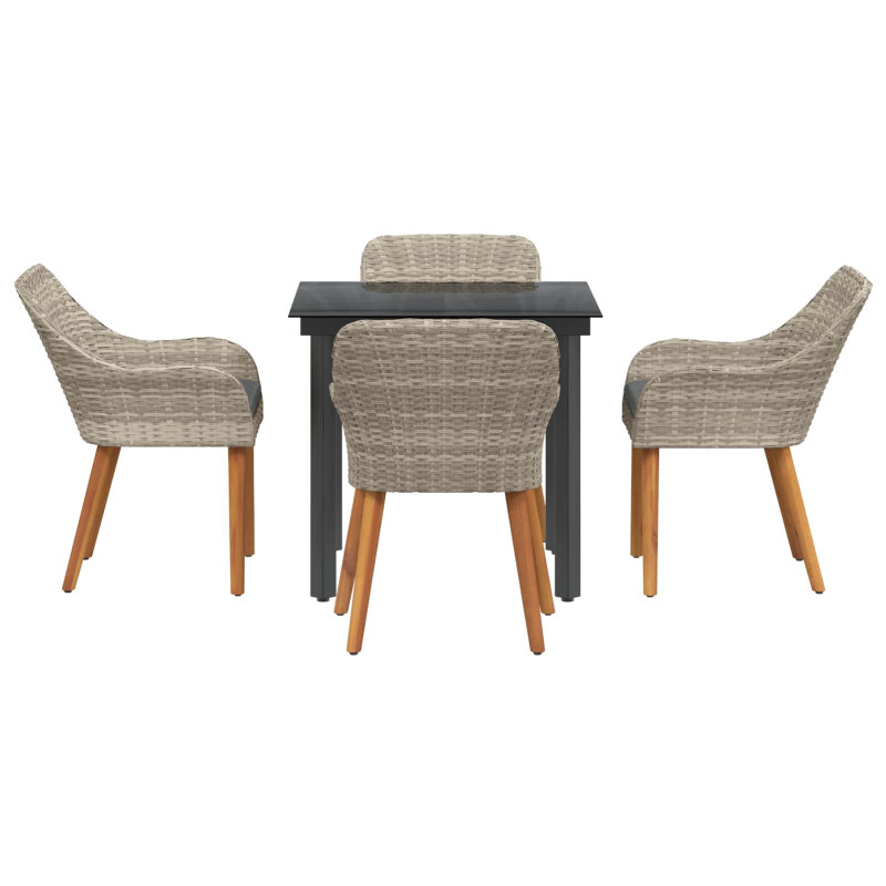 Zestaw do jadalni w ogrodzie 5 pcs Jasnoszary polirattan