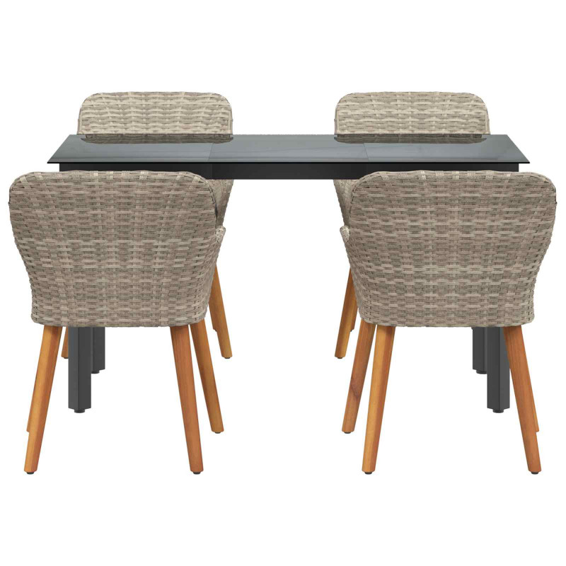 Zestaw do jadalni w ogrodzie 5 pcs Jasnoszary polirattan