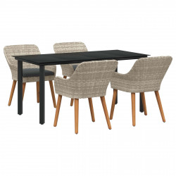 Zestaw do jadalni w ogrodzie 5 pcs Jasnoszary polirattan
