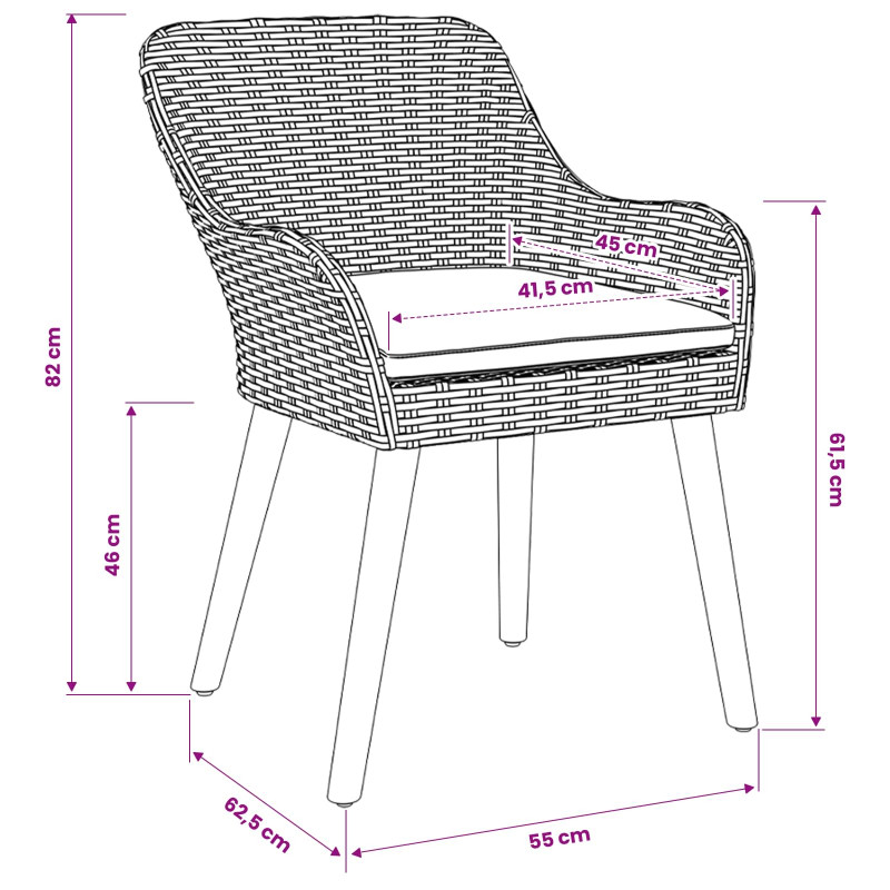 Zestaw do jadalni w ogrodzie 7 pcs Jasnoszary polirattan
