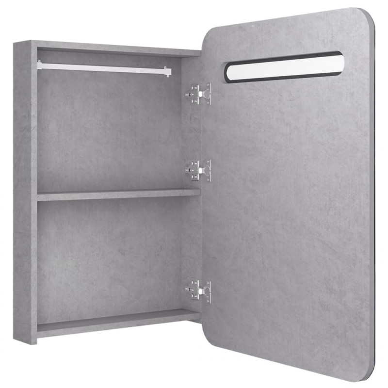 Szafka łazienkowa z lustrem i LED, szarość betonu, 60x11x80 cm