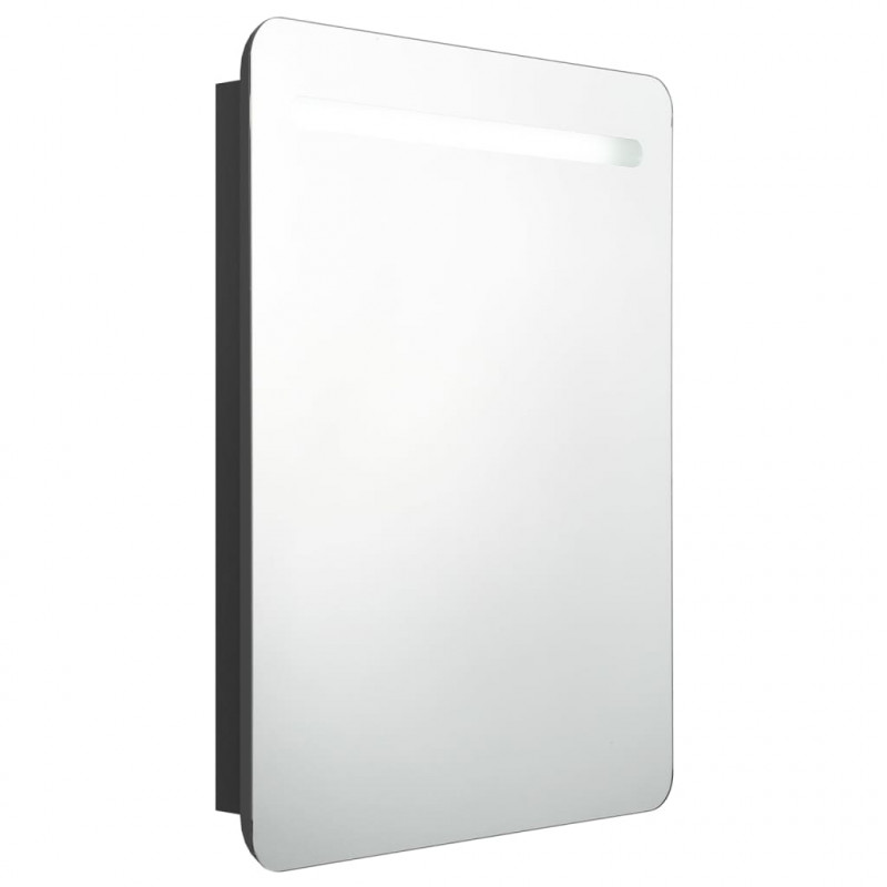 Szafka łazienkowa z lustrem i LED, czarna, 60x11x80 cm