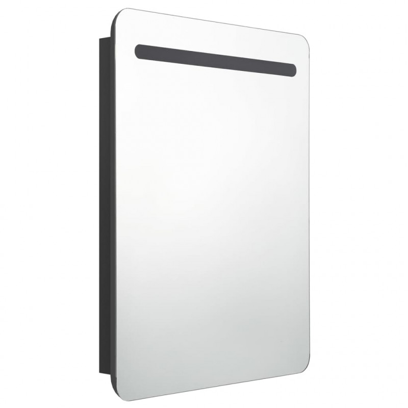 Szafka łazienkowa z lustrem i LED, czarna, 60x11x80 cm