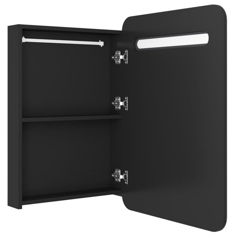 Szafka łazienkowa z lustrem i LED, czarna, 60x11x80 cm