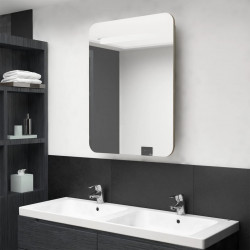 Szafka łazienkowa z lustrem i LED, kolor dębu, 60 x 11 x 80 cm