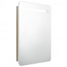 Szafka łazienkowa z lustrem i LED, biel i dąb, 60 x 11 x 80 cm