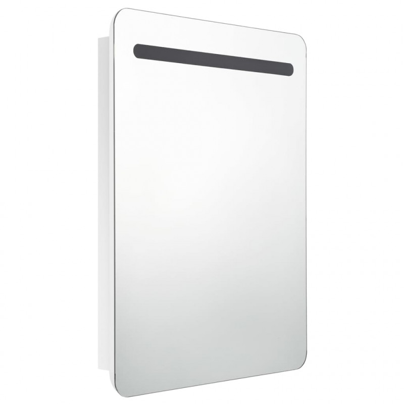 Szafka łazienkowa z lustrem i LED, biel z połyskiem 60x11x80 cm