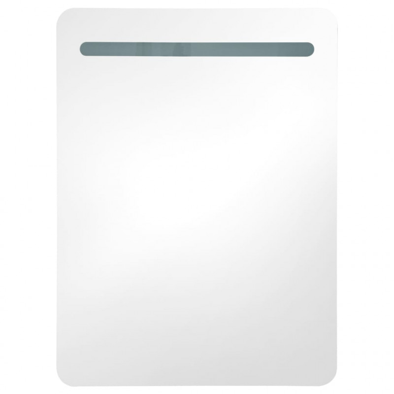 Szafka łazienkowa z lustrem i LED, biel z połyskiem 60x11x80 cm
