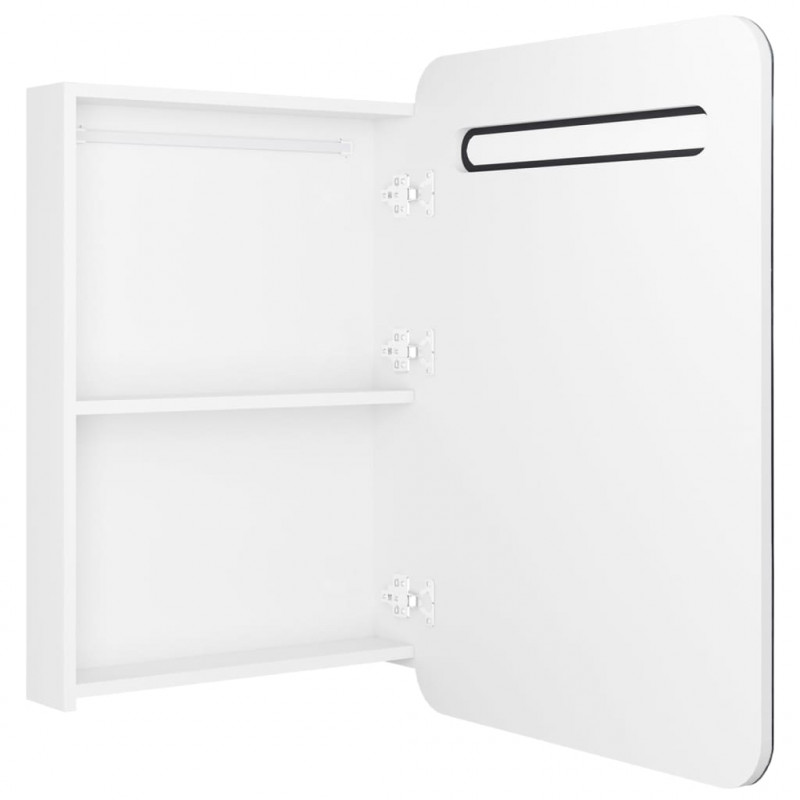 Szafka łazienkowa z lustrem i LED, biel z połyskiem 60x11x80 cm