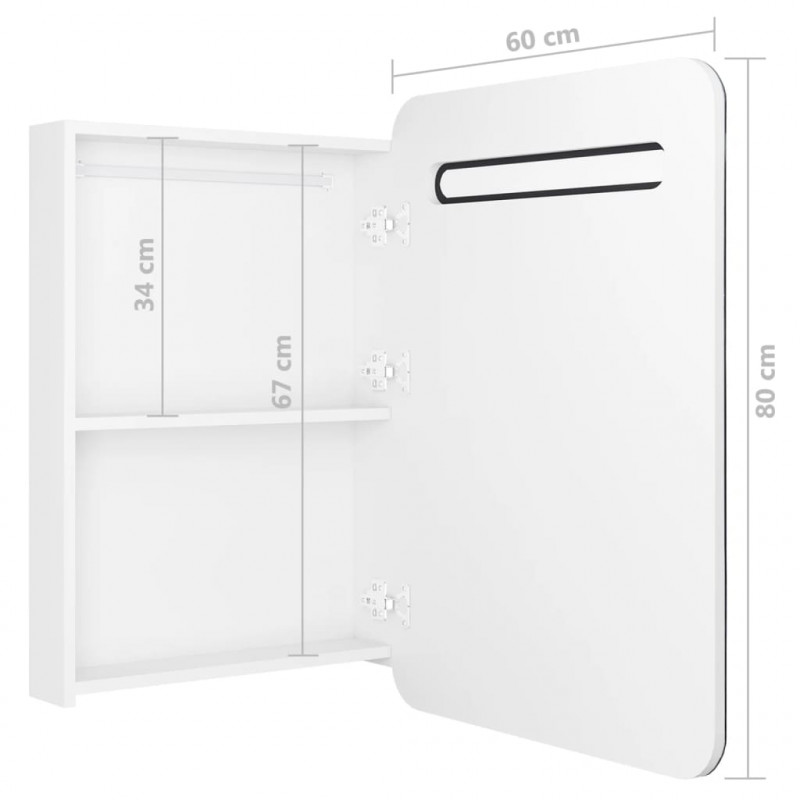Szafka łazienkowa z lustrem i LED, biel z połyskiem 60x11x80 cm