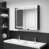 Szafka łazienkowa z lustrem i LED, lśniąca czerń, 80x12x68 cm