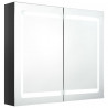Szafka łazienkowa z lustrem i LED, lśniąca czerń, 80x12x68 cm