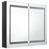Szafka łazienkowa z lustrem i LED, lśniąca czerń, 80x12x68 cm