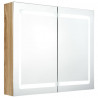Szafka łazienkowa z lustrem i LED, kolor dębu, 80x12x68 cm