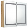 Szafka łazienkowa z lustrem i LED, kolor dębu, 80x12x68 cm