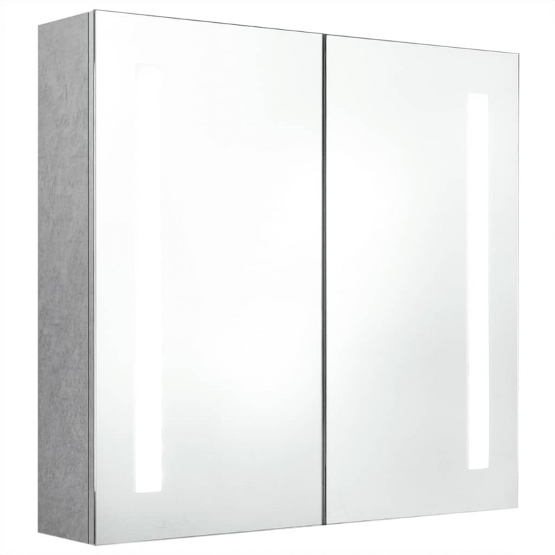 Szafka łazienkowa z lustrem i LED, szarość betonu, 62x14x60 cm