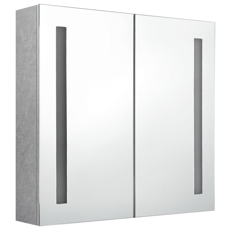 Szafka łazienkowa z lustrem i LED, szarość betonu, 62x14x60 cm