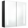 Szafka łazienkowa z lustrem i LED, czerń z połyskiem 62x14x60cm
