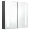 Szafka łazienkowa z lustrem i LED, szara, 62x14x60 cm
