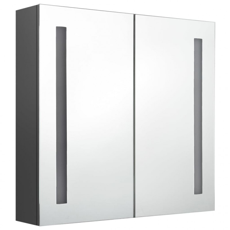 Szafka łazienkowa z lustrem i LED, szara, 62x14x60 cm