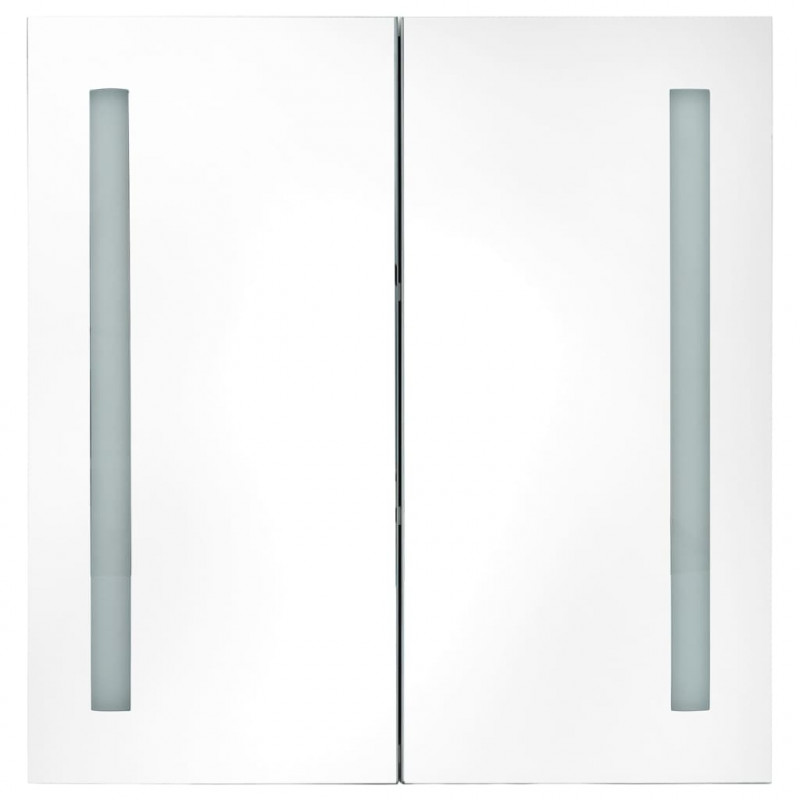 Szafka łazienkowa z lustrem i LED, kolor dębowy, 62x14x60 cm