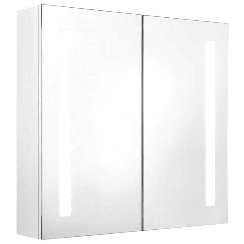 Szafka łazienkowa z lustrem i LED, biel z połyskiem 62x14x60 cm