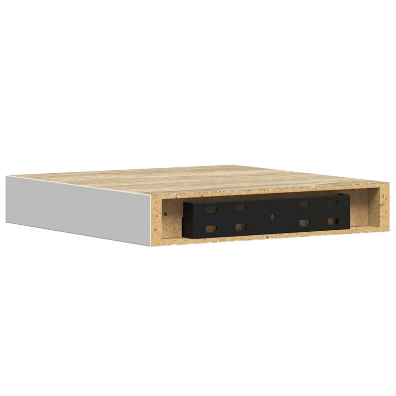 Półki ścienne, 4 szt., dębowo-białe, 23 x 23,5 x 3,8 cm, MDF