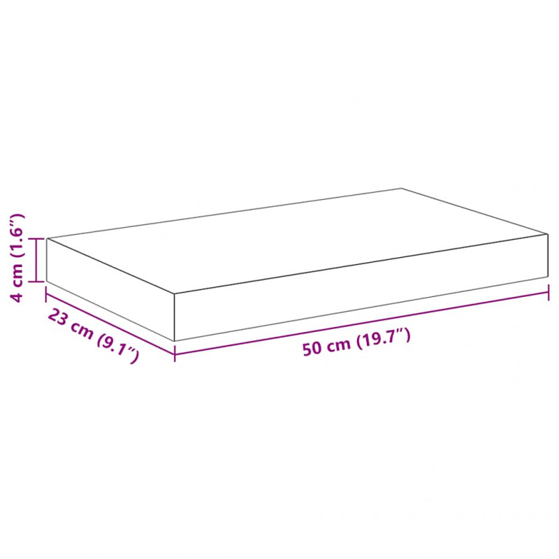Półki ścienne, 2 szt., kolor dębu i biel, 50x23x3,8 cm, MDF